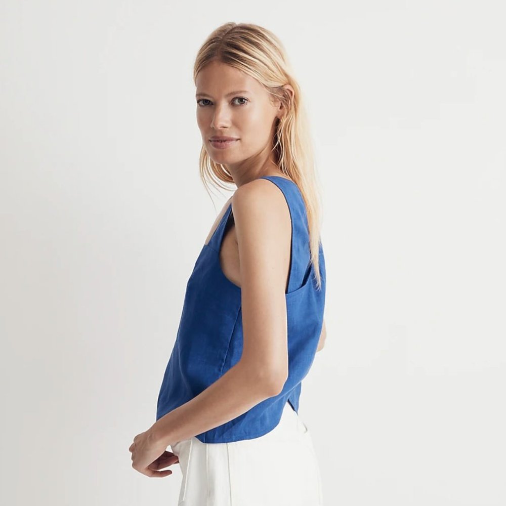 Madewell 100% Linen Cross-Back Sleeveless Top